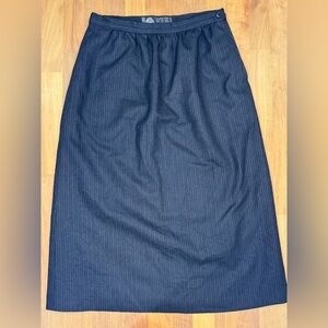 Vintage 100% Pure Wool Navy Pinstripe Skirt | Size 9/10 | Made in Italy